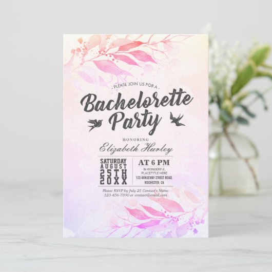 Invitation Fête des mariées de la fête de bachelorette Feuill (Debout devant)