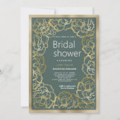 Invitation Fête des mariées de la flore rose romantique en or (Devant)