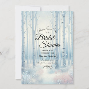 Invitation Fête des mariées de la forêt de bouleaux bleus con