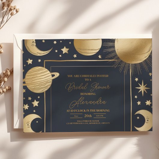 Invitation Fête des mariées de la lune de croissant céleste d