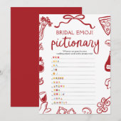 Invitation Fête des mariées de la main rouge Emoji Pictionary (Devant / Derrière)