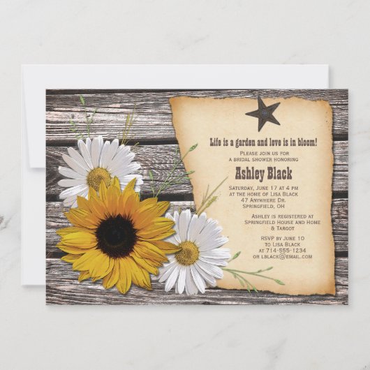 Invitation Fête des mariées de la marguerie de tournesol rust (Devant)