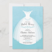 Invitation Fête des mariées de la mariée d'aquarelle bleue (Devant)