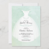 Invitation Fête des mariées de la mariée d'aquarelle de menth (Devant)