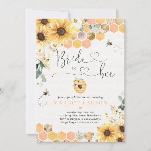 Invitation Fête des mariées de la mariée de tournesol (Devant)