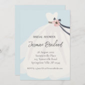 Invitation Fête des mariées de la mariée florale bleue (Devant / Derrière)