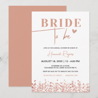 Invitation Fête des mariées de la mariée rose d'or