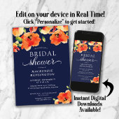 Invitation Fête des mariées de la Marine Blue Orange Golden P