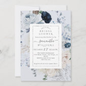 Invitation Fête des mariées de la marine Blue Winter Floral B (Devant)