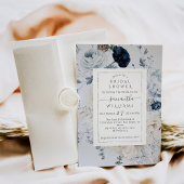 Invitation Fête des mariées de la marine Blue Winter Floral B