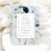 Invitation Fête des mariées de la marine Blue Winter Floral B
