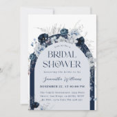 Invitation Fête des mariées de la marine Blue Winter Floral B (Devant)