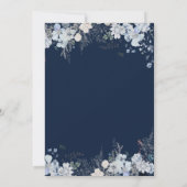 Invitation Fête des mariées de la marine Blue Winter Floral B (Dos)