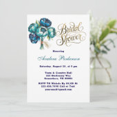 Invitation Fête des mariées de la Marine turquoise Blue Peony (Debout devant)