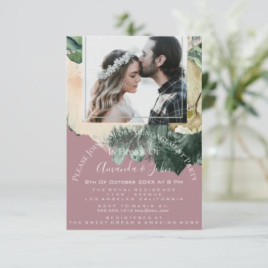 Invitation Fête des mariées de la partie d'engagement photo B (Debout devant)