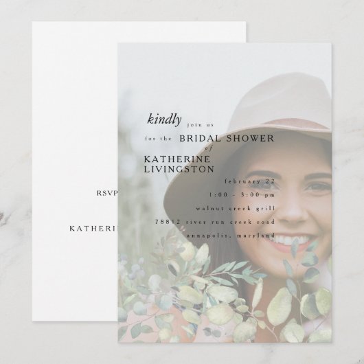 Invitation Fête des mariées de la photo de la mariée (Devant / Derrière)