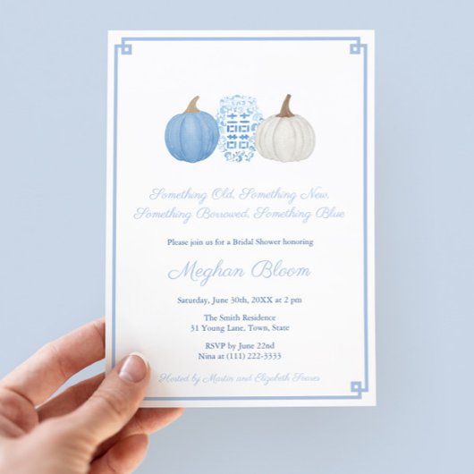 Invitation Fête des mariées de la Preppy bleue empruntée par 