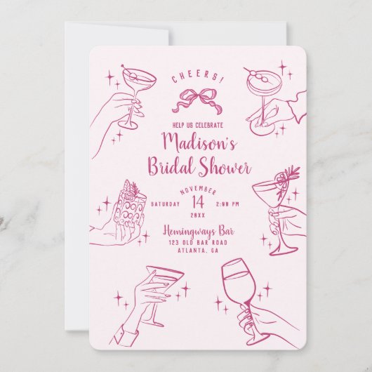 Invitation Fête des mariées de la soirée Cocktail (Devant)