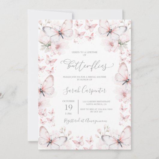 Invitation Fête des mariées de la vie des papillons (Devant)