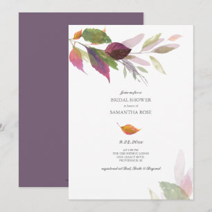Invitation Fête des mariées de l'aquarelle des feuilles d'aut