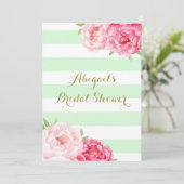 Invitation Fête des mariées de l'aquarelle rose de la menthe (Debout devant)