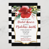 Invitation Fête des mariées de l'aquarelle rouge Noël (Devant / Derrière)