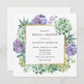 Invitation Fête des mariées de l'aquarelle Succulents (Devant / Derrière)