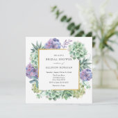 Invitation Fête des mariées de l'aquarelle Succulents (Debout devant)