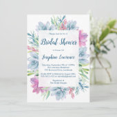 Invitation Fête des mariées de l'aquarelle Succulents (Debout devant)