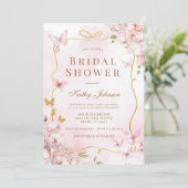 Invitation Fête des mariées de lavage à l'aquarelle papillon (Debout devant)