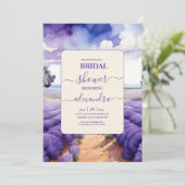 Invitation Fête des mariées de lavande rustique (Debout devant)