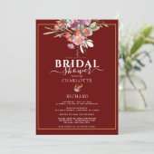 Invitation Fête des mariées de l'esperluette rose floral (Debout devant)