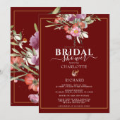 Invitation Fête des mariées de l'esperluette rose floral (Devant / Derrière)