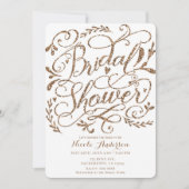 Invitation Fête des mariées de lettres rose or Rose lunaire (Devant)