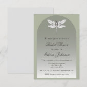 Invitation Fête des mariées de libellule verte Sage (Devant / Derrière)