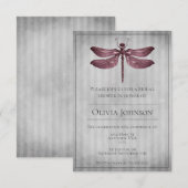 Invitation Fête des mariées de libellules à bijoux Magenta (Devant / Derrière)