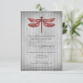 Invitation Fête des mariées de libellules à bijoux rouges (Debout devant)