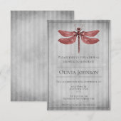 Invitation Fête des mariées de libellules à bijoux rouges (Devant / Derrière)