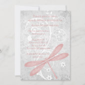 Invitation Fête des mariées de libellules roses (Devant)