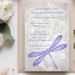 Invitation Fête des mariées de libellules violette