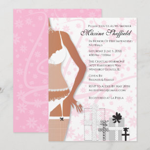 Invitation Fête des mariées de lingerie afro-américaine rose