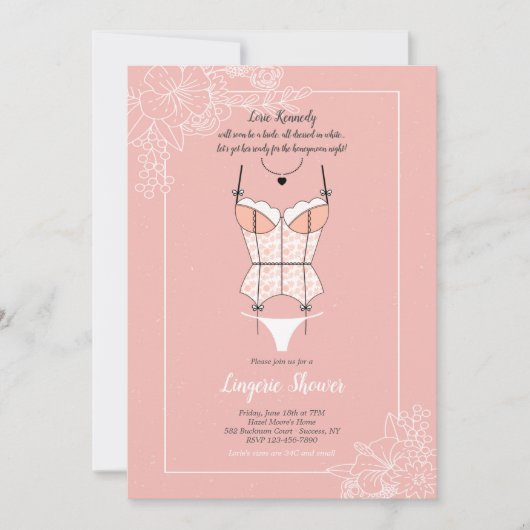 Invitation Fête des mariées de lingerie Dainty (Devant)