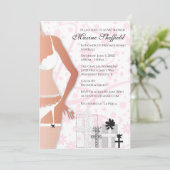 Invitation Fête des mariées de lingerie diamant blanc et rose (Debout devant)