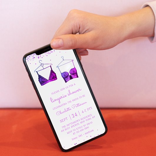 Invitation Fête des mariées de lingerie en dentelle violette