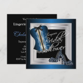 Invitation Fête des mariées de lingerie glamour | Bleu (Devant / Derrière)