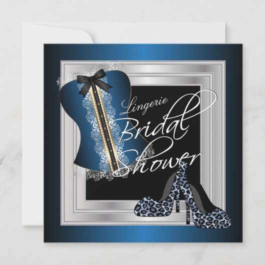 Invitation Fête des mariées de lingerie glamour | Bleu (Devant)