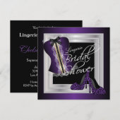 Invitation Fête des mariées de lingerie glamour | Violet (Devant / Derrière)