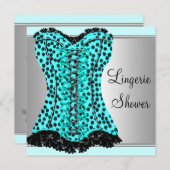 Invitation Fête des mariées de lingerie Leopard turquoise (Devant / Derrière)