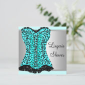 Invitation Fête des mariées de lingerie Leopard turquoise (Debout devant)