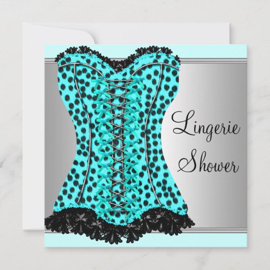 Invitation Fête des mariées de lingerie Leopard turquoise (Devant)